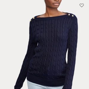 Ralph Lauren button shoulder cable knit sweater